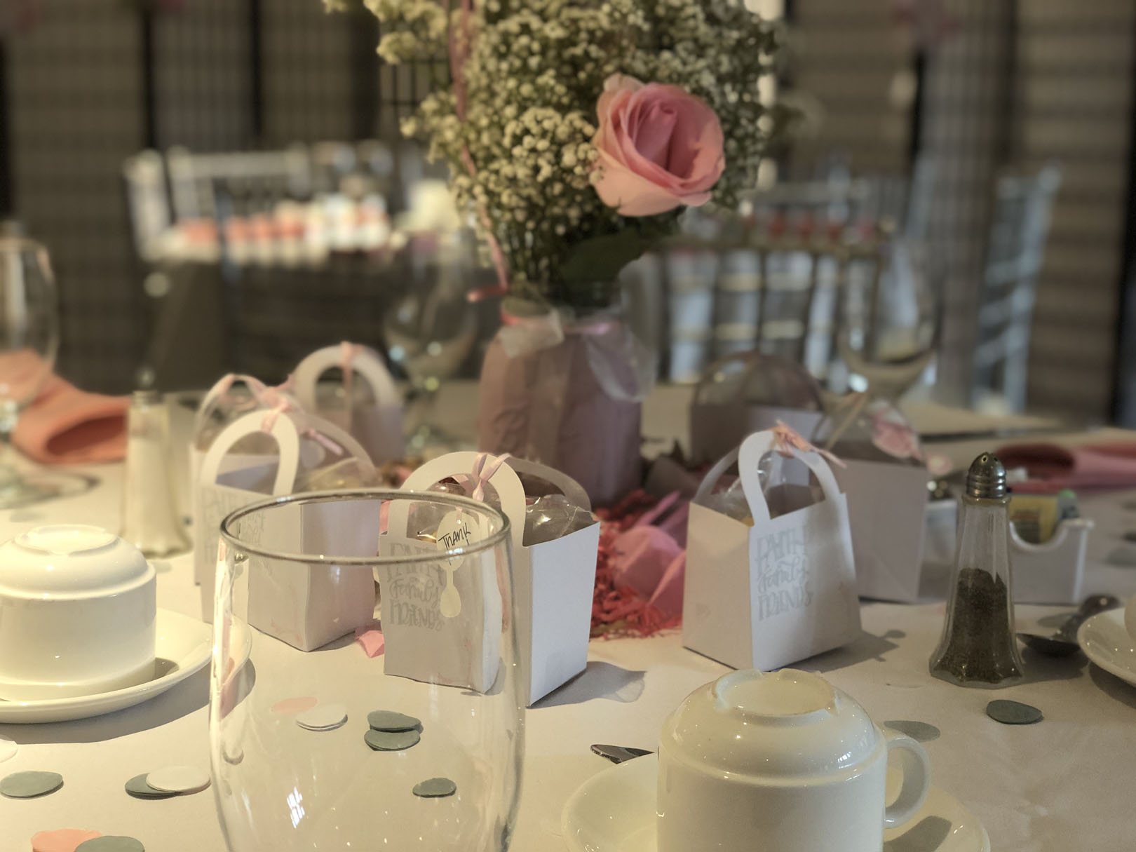 flowers centerpiece on baby shower table