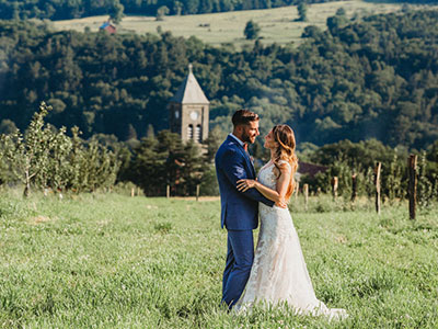 wedding couple on mountain area